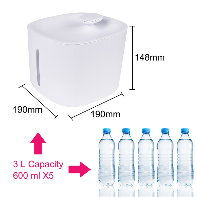 With LED Light Cat Dog Drinking Bowl Pet Smart Drinking Feeder Automatic Water Fountain Mute 3L USB Cat Water Dispenser