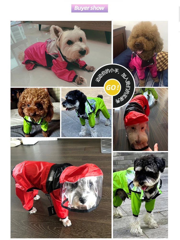 Capa de chuva para cachorro de estimação The Dog Face Roupas para animais de estimação Macacão Jaqueta impermeável para cachorro Roupas resistentes à água para cães Casaco para animais de estimação