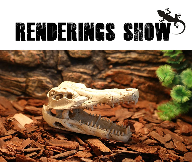 Crocodile dinosaur bone dodge house resin reptile habitat aquatic landscape simulation skull aquarium decoration