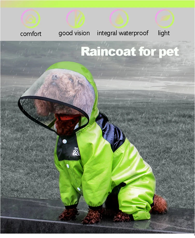 Capa de chuva para cachorro de estimação The Dog Face Roupas para animais de estimação Macacão Jaqueta impermeável para cachorro Roupas resistentes à água para cães Casaco para animais de estimação