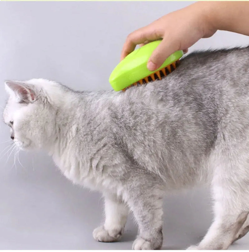 Escova de vapor para gatos e cães, escova de vapor, pulverizador elétrico para massagem, ferramenta de tosa para animais de estimação, queda de pelos, 3 em 1, sprays elétricos, pentes de massagem