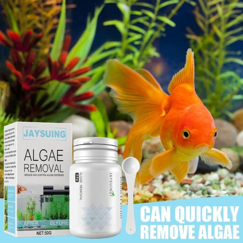 50g Algae Removal Agent With Spoon Tanks Moss Remover Aquarium Fish Tanks Pond Cleaner Sludge Destroyers Water Cleaning