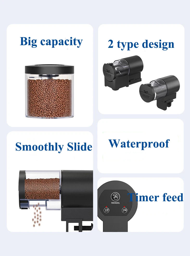 Automatic Fish Tank Feeder Intelligent Timing 100Ml Auto Feeder Aquarium Goldfish Feeder Large Capacity Fish Aquarium Feeder