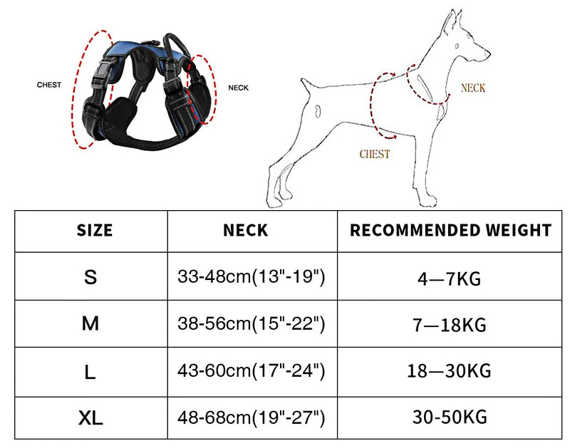 MASBRILL No Pull Dog Harness Pet Reflective Nylon Ajustável Médio Grande Naughty Dog Colete Segurança Veicular Guia Caminhada Corrida