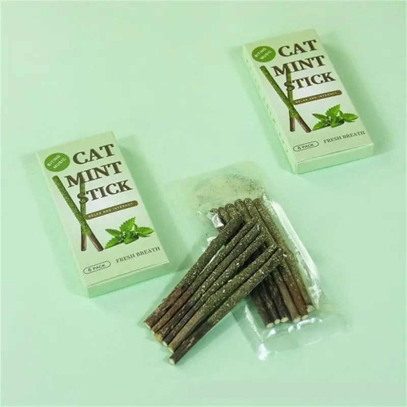 6 Sticks/box Cat Chew Toys Natural Silvervine Catnip Toys Sticks Kittens Teeth Cleaning Safe Cat Stick Treat For Cats Of All Age