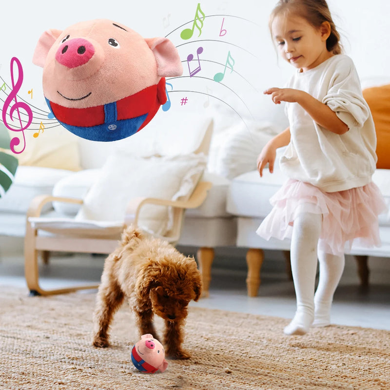 Electronic Pet Dog Toy Music Vibration Bouncing Ball Bite Puppy Ball Active Moving Pet Plush Sing Dog Chewing Squeaker Dog Toy