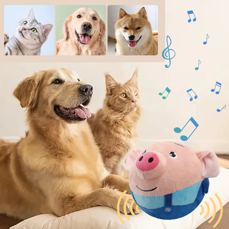 Electronic Pet Dog Toy Music Vibration Bouncing Ball Bite Puppy Ball Active Moving Pet Plush Sing Dog Chewing Squeaker Dog Toy