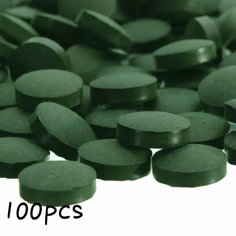 100pcs Spirulina Tablets Enrichment Favorito Pet Food Peixe Cristal Camarão Vermelho Peixe Comida Aquário Acessórios