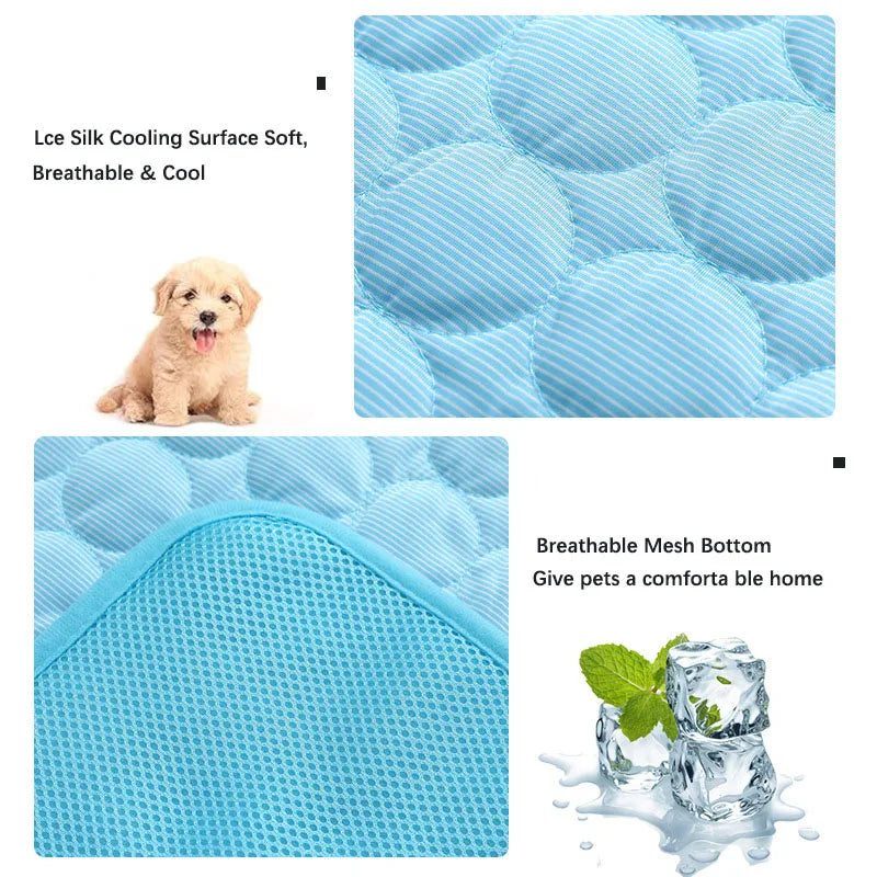 Tapete de resfriamento para cães, almofada de verão, tapete para animais de estimação, cama para cães, cobertor para gatos, sofá, respirável, verão, lavável, acessórios para animais de estimação