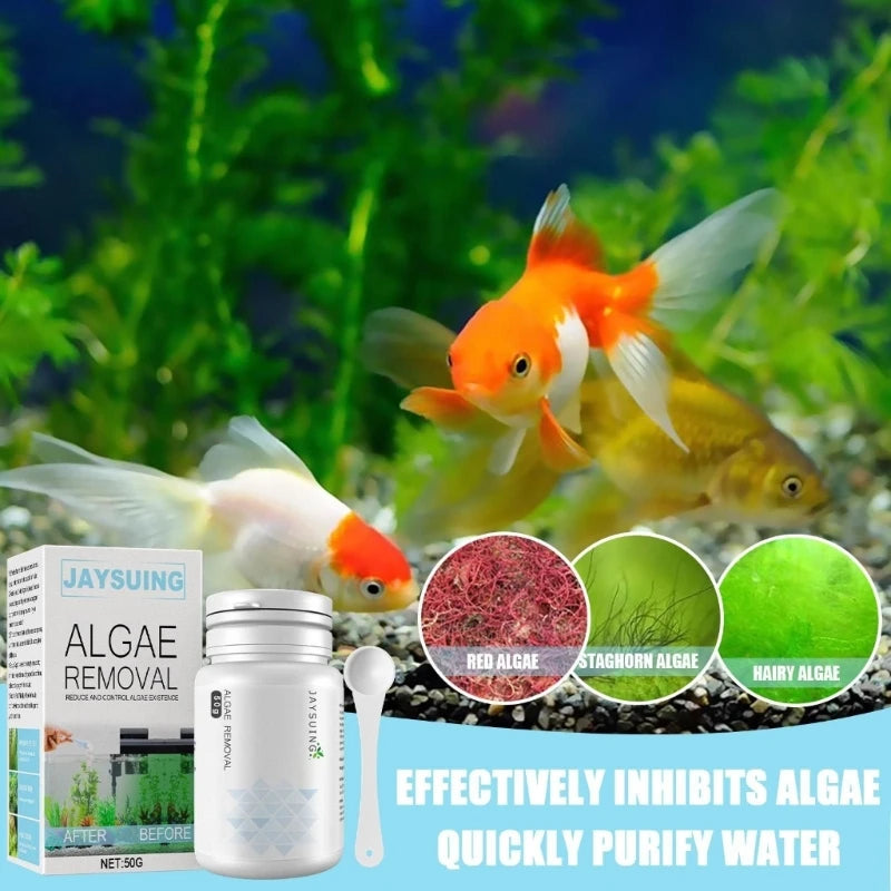 50g Algae Removal Agent With Spoon Tanks Moss Remover Aquarium Fish Tanks Pond Cleaner Sludge Destroyers Water Cleaning