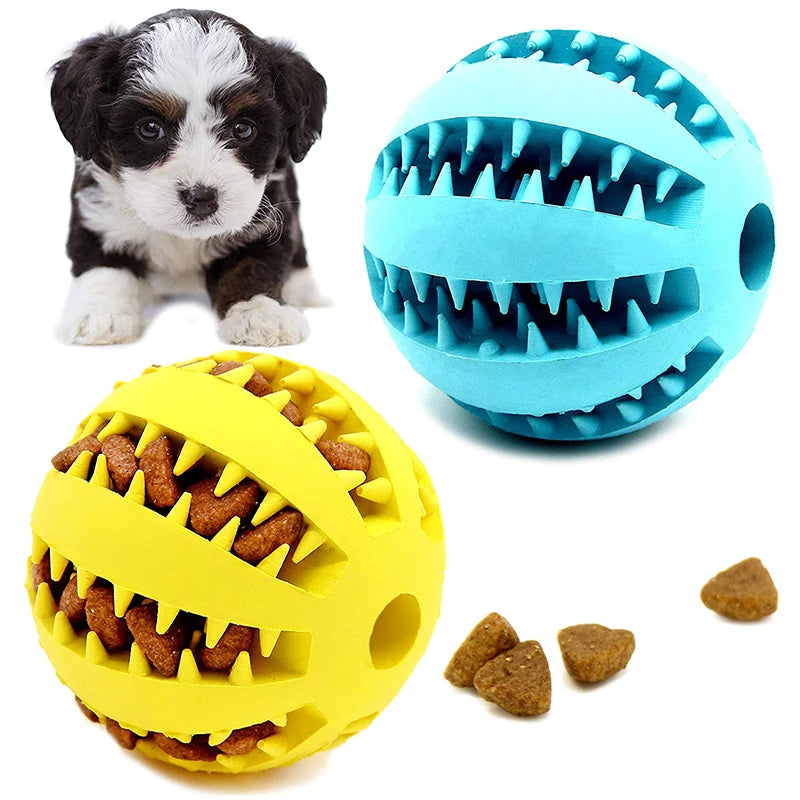 Bola de brinquedo para cães pequenos, brinquedo interativo elástico para mastigar filhotes, limpeza de dentes, bola de comida de borracha, acessórios para animais de estimação