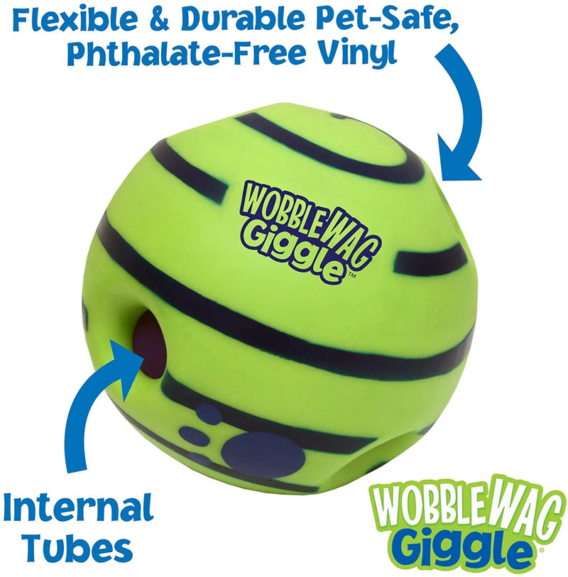 Wobble Wag Giggle Glow Ball Interactive Dog Toy Fun Giggle Sounds When Rolled or Shaken Pets Know Best As Seen On TV