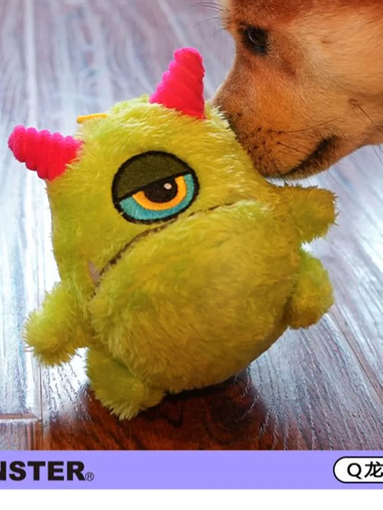 Q-MONSTER Brinquedos para cães Bolas de pelúcia resistentes a mordidas Vocalizando Ovo de dragão Q Bao Family Bola de som embutida