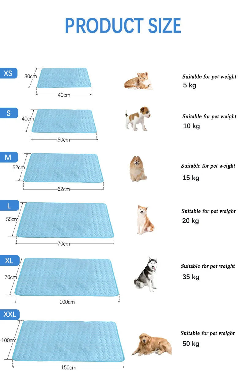 Tapete de resfriamento para cães, almofada de verão, tapete para animais de estimação, cama para cães, cobertor para gatos, sofá, respirável, verão, lavável, acessórios para animais de estimação