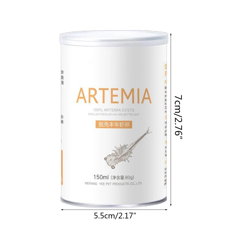 150ml 80g Artemia Descascando Ovos Artemia Camarão Salmoura Descascando Ovos Comida Aquário Incubação Tropical Peixes Comida para Alimentar Peixes Bebês