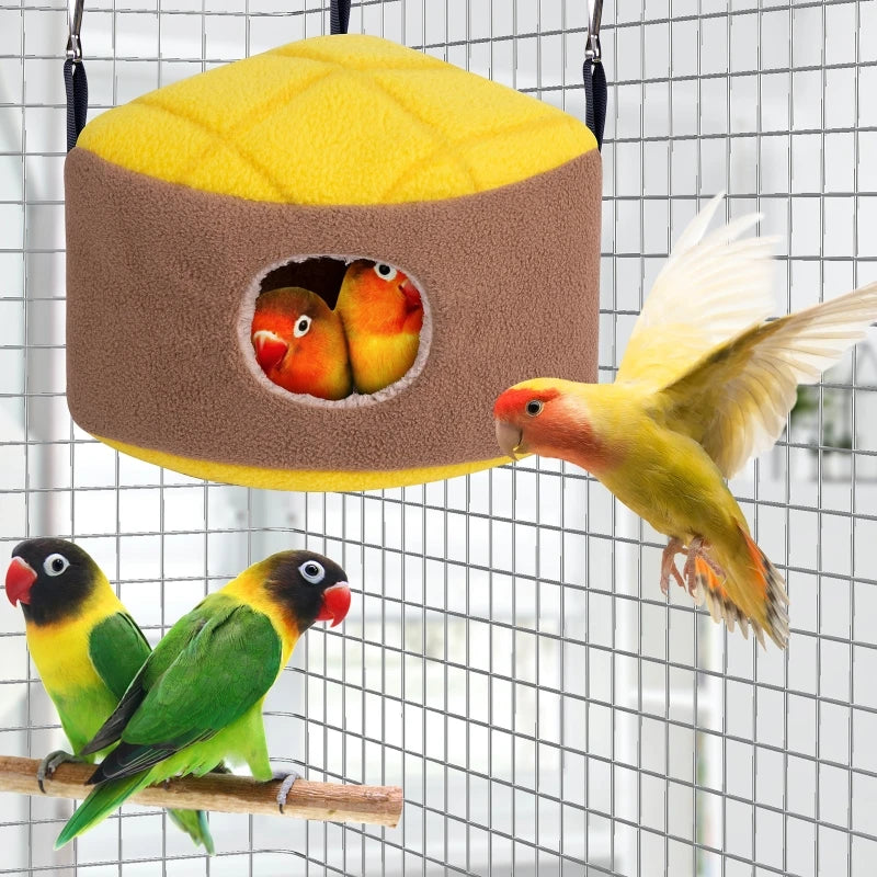 Parrot Nest Plush Snuggle  Bird Warm Hammock Small Pet Winter Bed with Metal Hanging Hooks for Cockatiels Lovebirds