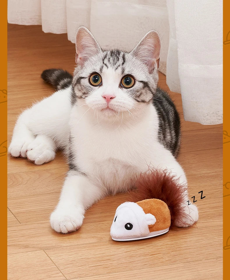 Smart Running Mouse Cat Toy Interactive Random Moving Electric Cat Teaser Toys Simulation Mice Kitten Self-Playing Plush Toys