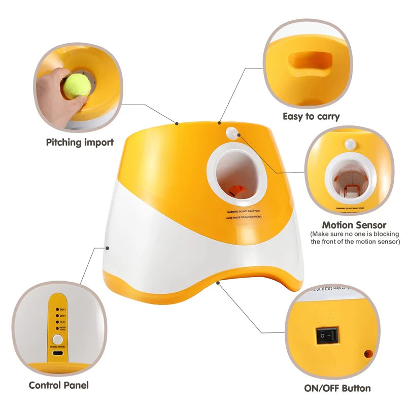 Lançador automático de tênis para cães recarregável, brinquedo de perseguição para cães, mini máquina de pinball de arremesso de tênis, dispositivo interativo divertido para animais de estimação