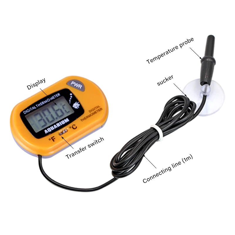 Termômetro digital LCD para aquário, medidor de temperatura de água, detector de temperatura de aquário, alarme para peixes, suprimentos para animais de estimação, ferramenta aquática