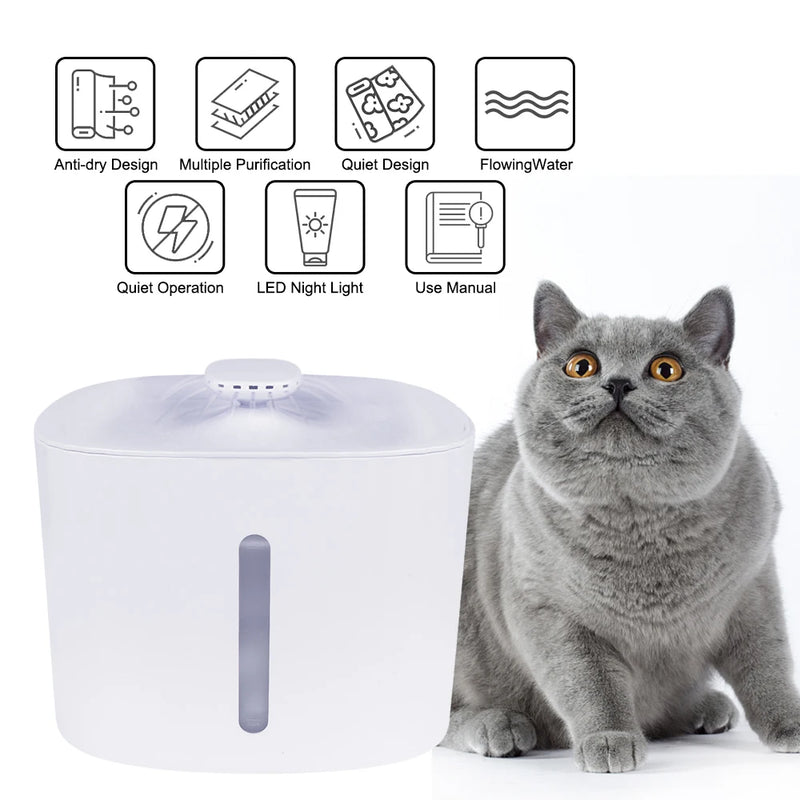 Com luz LED gato cão tigela de água animal de estimação inteligente bebedouro fonte de água automática mudo 3L USB gato dispensador de água