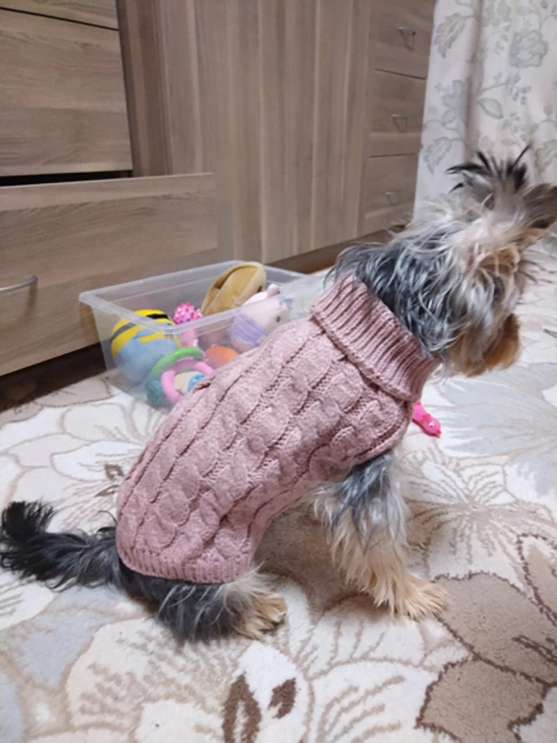 Puppy Dog Sweaters for Small Medium Dogs Cats Clothes Winter Warm Pet Turtleneck Chihuahua Vest Soft Yorkie Coat Teddy Jacket