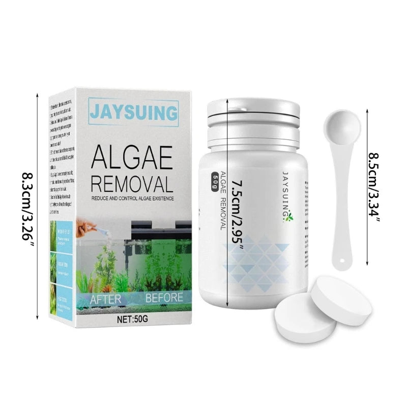 50g Algae Removal Agent With Spoon Tanks Moss Remover Aquarium Fish Tanks Pond Cleaner Sludge Destroyers Water Cleaning