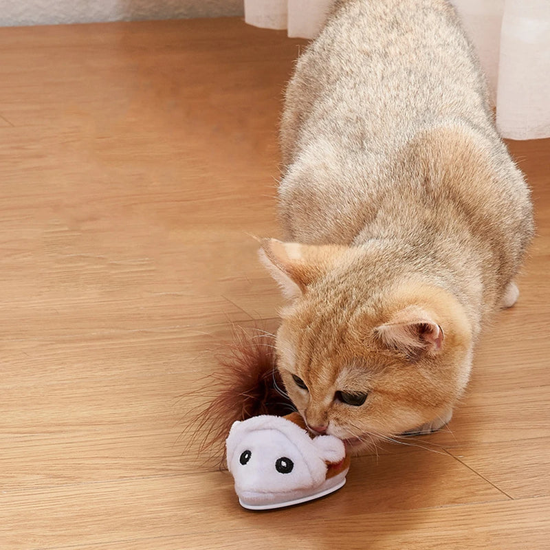 Smart Running Mouse Cat Toy Interactive Random Moving Electric Cat Teaser Toys Simulation Mice Kitten Self-Playing Plush Toys