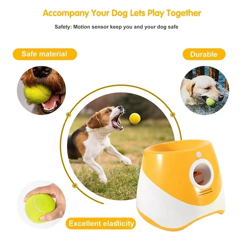 Rechargable Dog Tennis Automatic Launcher Dogs Chasing Toy Mini Tennis Throwing Pinball Machine Fun Pet Interactive Throw Device