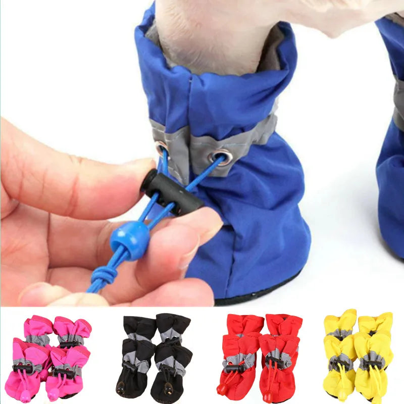 4 peças/conjunto Sapatos impermeáveis ​​para cães de estimação Botas de chuva antiderrapantes Calçados para cães de gatos pequenos Filhotes de cachorro Botas para animais de estimação Acessórios para patas de animais de estimação