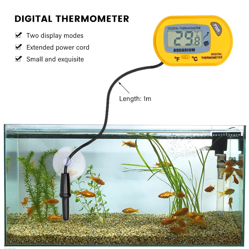 Termômetro digital LCD para aquário, medidor de temperatura de água, detector de temperatura de aquário, alarme para peixes, suprimentos para animais de estimação, ferramenta aquática