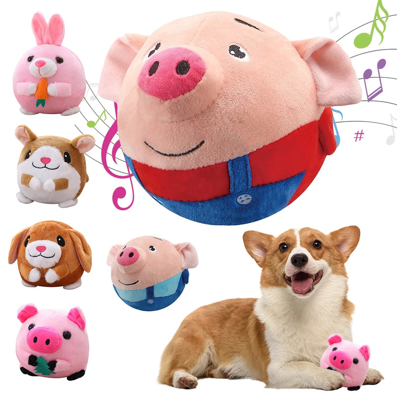 Electronic Pet Dog Toy Music Vibration Bouncing Ball Bite Puppy Ball Active Moving Pet Plush Sing Dog Chewing Squeaker Dog Toy