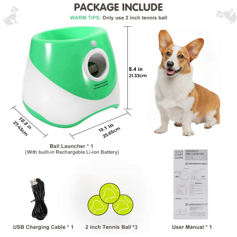 Dog Launcher Automatic Dogs Chase Toy Tennis Throwing Pinball Machine Fun Interactive Throw Rechargable Catapult USB Charging