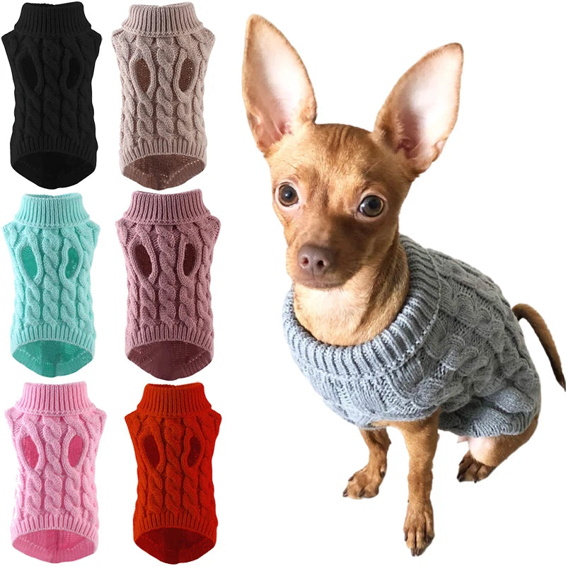 Suéteres para cachorros pequenos e médios, roupas para gatos, inverno, quente, gola alta, colete para chihuahua, casaco macio yorkie, jaqueta de pelúcia