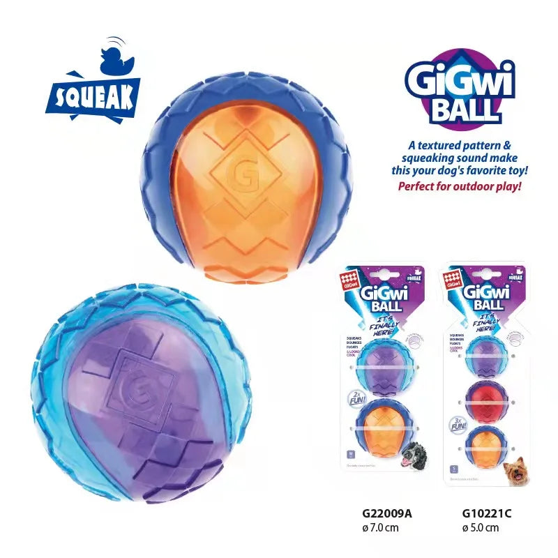 Gigwi Pet Toys G-Ball Series Bolas interativas para cães Brinquedos para cães Bolas que rangem 2,5” Saltitantes e cores sortidas para cães pequenos/médios