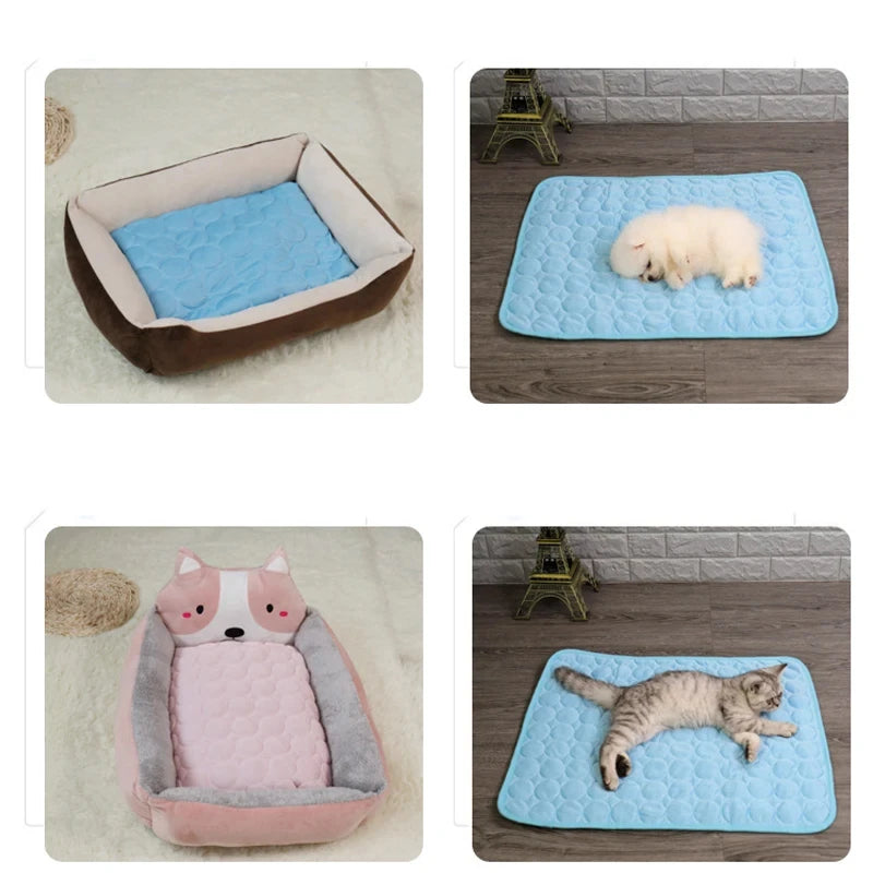 Tapete de resfriamento para cães, almofada de verão, tapete para animais de estimação, cama para cães, cobertor para gatos, sofá, respirável, verão, lavável, acessórios para animais de estimação