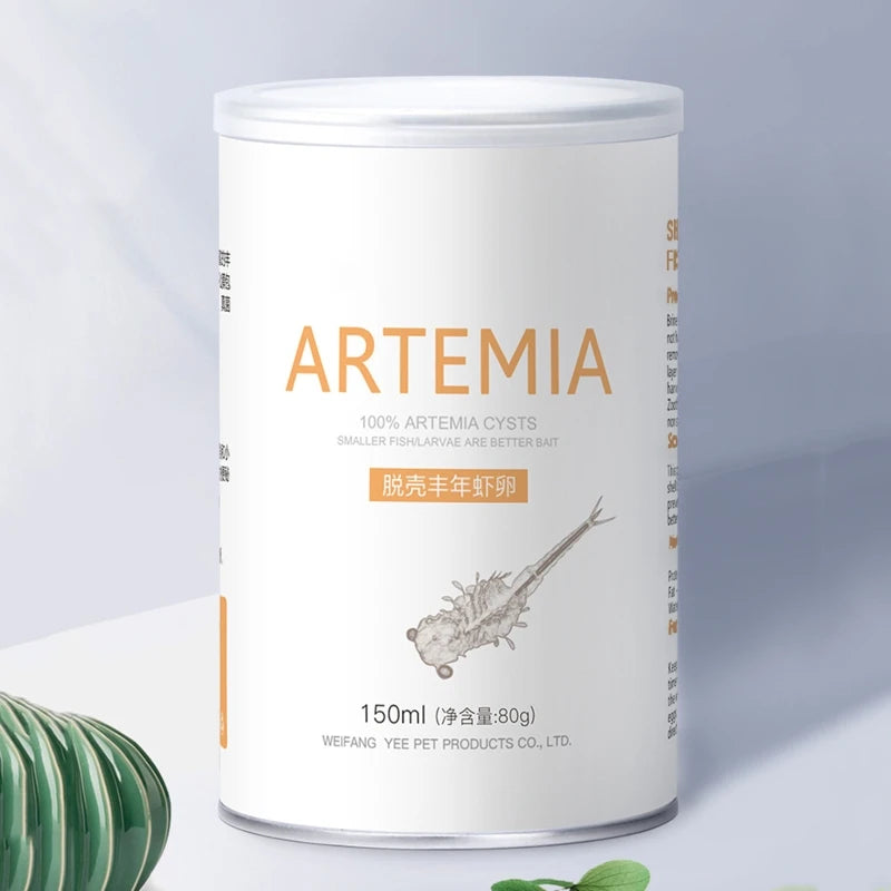 150ml 80g Artemia Shelling Eggs Brine Shrimp Shelling Eggfood Aquarium Hatching Tropic Fish Food for Feeding Baby Fishes