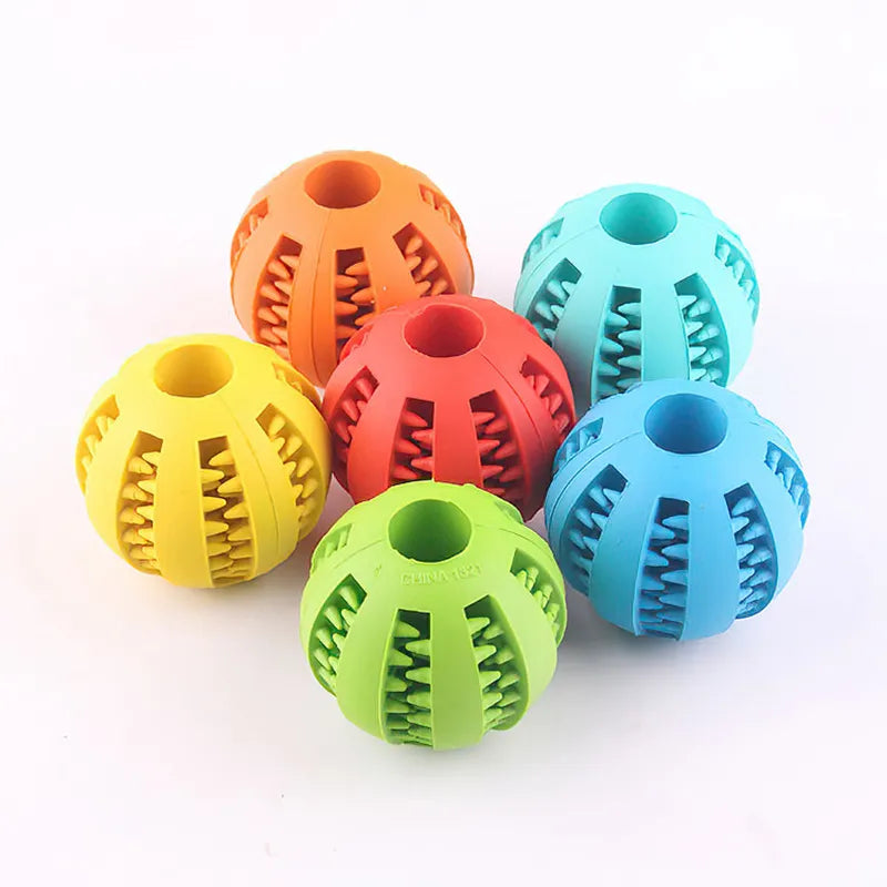 Bola de brinquedo para cães pequenos, brinquedo interativo elástico para mastigar filhotes, limpeza de dentes, bola de comida de borracha, acessórios para animais de estimação