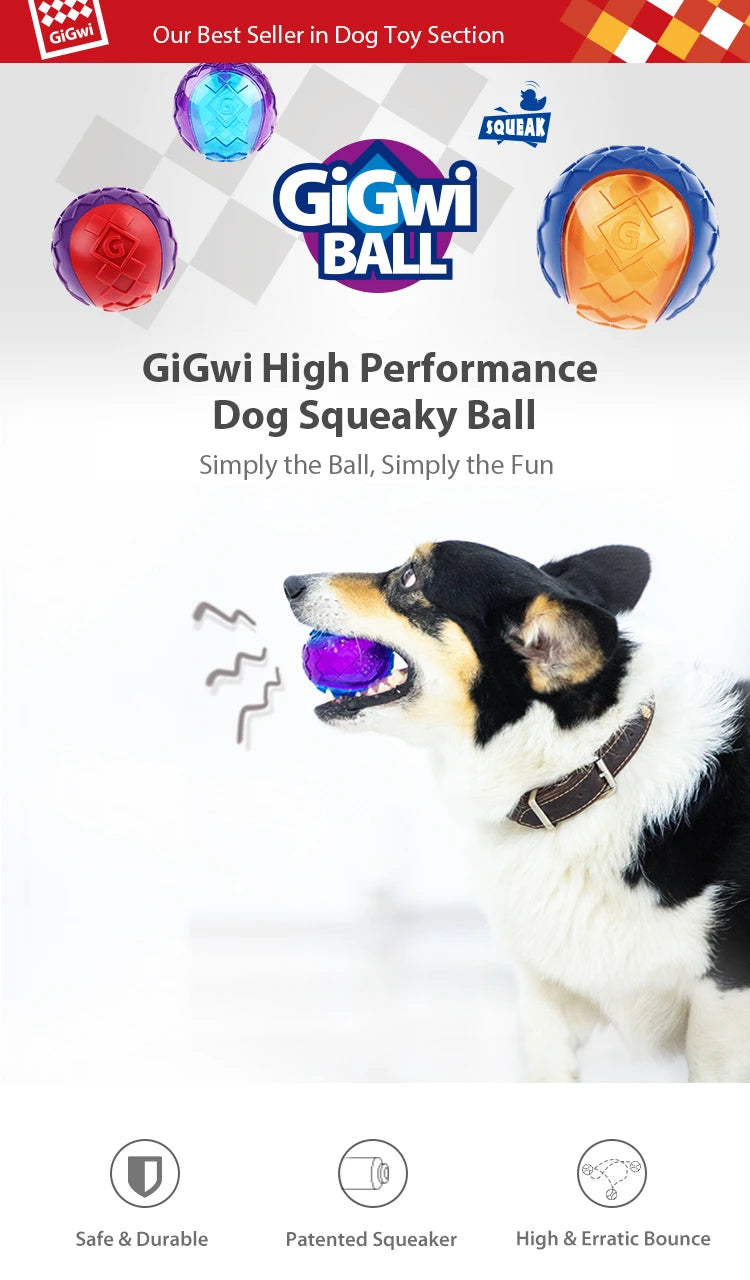 Gigwi Pet Toys G-Ball Series Bolas interativas para cães Brinquedos para cães Bolas que rangem 2,5” Saltitantes e cores sortidas para cães pequenos/médios