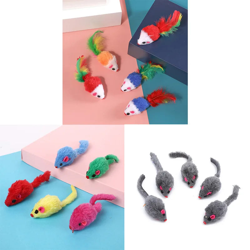 10Pcs Simulação de pelúcia Mouse interativo para gato Pet Catnip Teasing Interactive Toy Supplies Falso rato gatinho brincando brinquedos