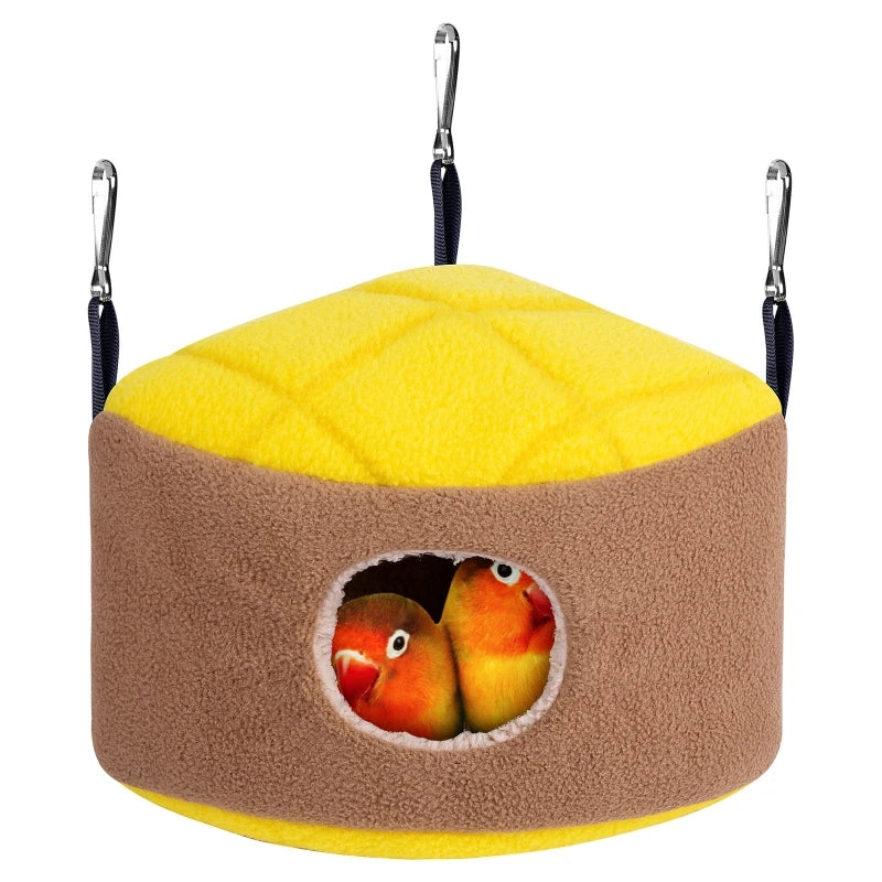 Parrot Nest Plush Snuggle  Bird Warm Hammock Small Pet Winter Bed with Metal Hanging Hooks for Cockatiels Lovebirds