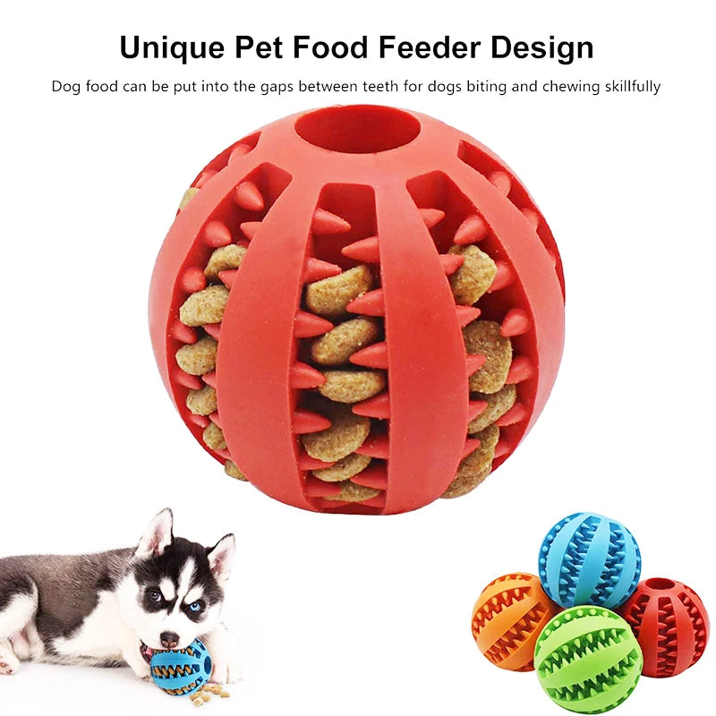 Bola de brinquedo para cães pequenos, brinquedo interativo elástico para mastigar filhotes, limpeza de dentes, bola de comida de borracha, acessórios para animais de estimação