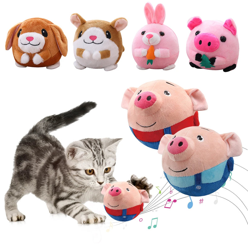 Electronic Pet Dog Toy Music Vibration Bouncing Ball Bite Puppy Ball Active Moving Pet Plush Sing Dog Chewing Squeaker Dog Toy