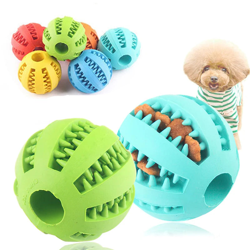 Bola de brinquedo para cães pequenos, brinquedo interativo elástico para mastigar filhotes, limpeza de dentes, bola de comida de borracha, acessórios para animais de estimação