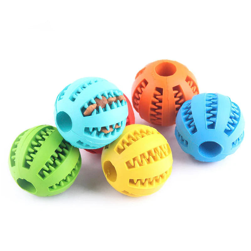 Bola de brinquedo para cães pequenos, brinquedo interativo elástico para mastigar filhotes, limpeza de dentes, bola de comida de borracha, acessórios para animais de estimação