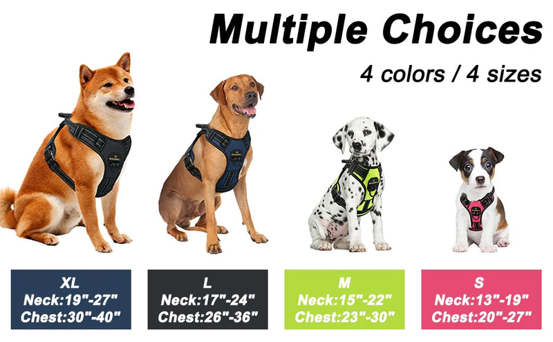 MASBRILL No Pull Dog Harness Pet Reflective Nylon Adjustable Medium Large Naughty Dog Vest Safety Vehicular Lead Walking Running