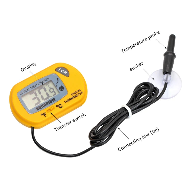 Termômetro digital LCD para aquário, medidor de temperatura de água, detector de temperatura de aquário, alarme para peixes, suprimentos para animais de estimação, ferramenta aquática