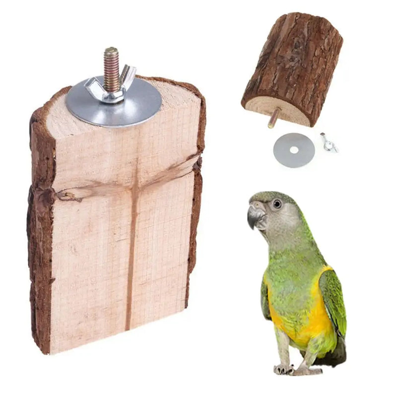 Pet Parrot Natural Wooden Bird Cage Perches Stand Platform Parakeet Budgie Rat Play Toy