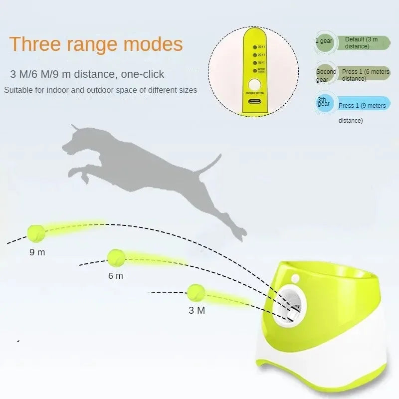 Dog Launcher Automatic Dogs Chase Toy Tennis Throwing Pinball Machine Fun Interactive Throw Rechargable Catapult USB Charging