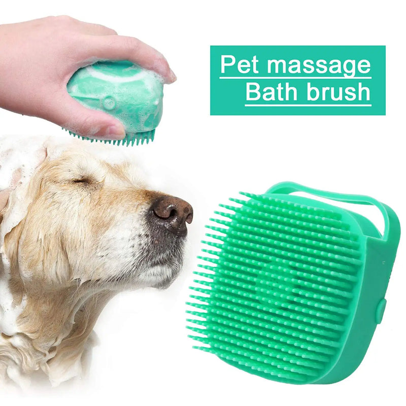 Escova de xampu para cães de estimação 2,7 oz 80ml Pente de massagem para gatos Escova de limpeza para banho de pelos curtos Borracha de silicone macia