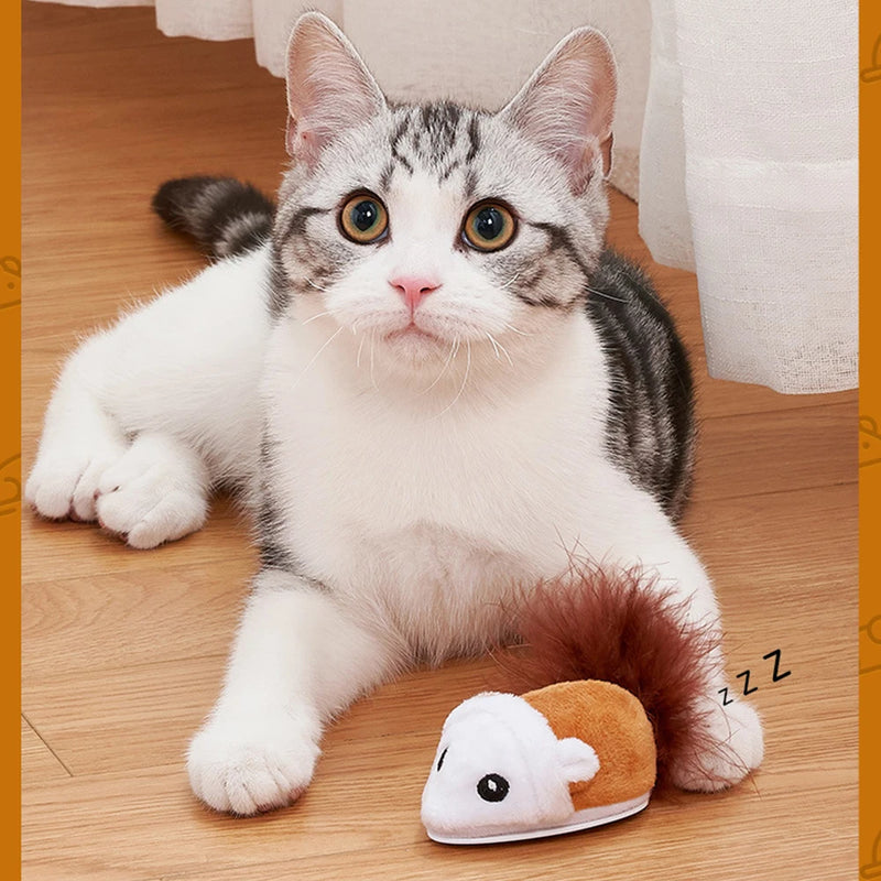 Smart Running Mouse Cat Toy Interactive Random Moving Electric Cat Teaser Toys Simulation Mice Kitten Self-Playing Plush Toys